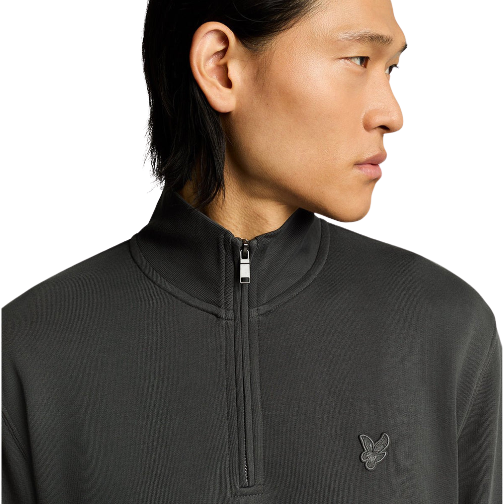 Lyle & Scott Superfine Quarter Zip Sweatshirt - Gunmetal