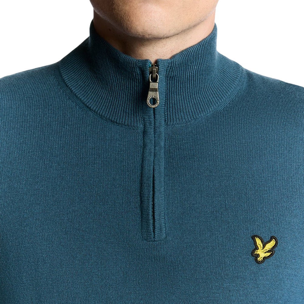 Lyle & Scott Cotton Merino Quarter Zip Jumper - Deep Water