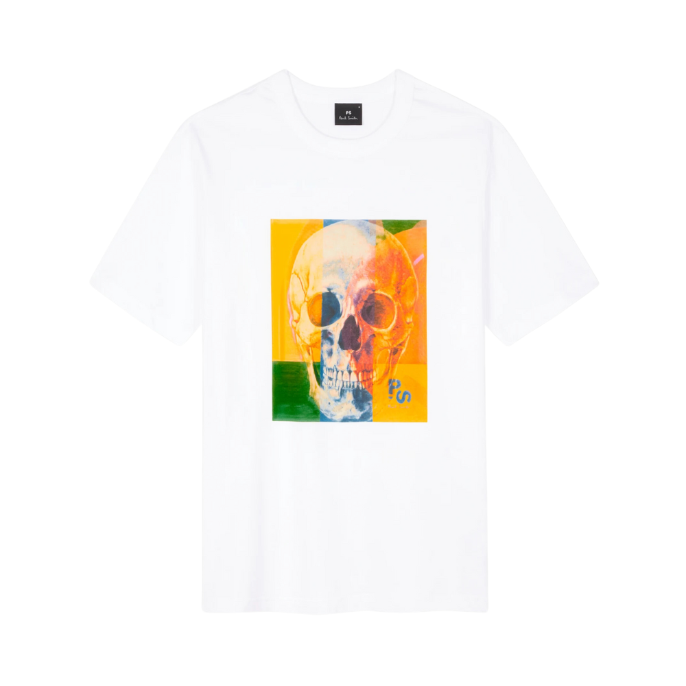PS Reg Fit SS T-Shirt Skull Square - White