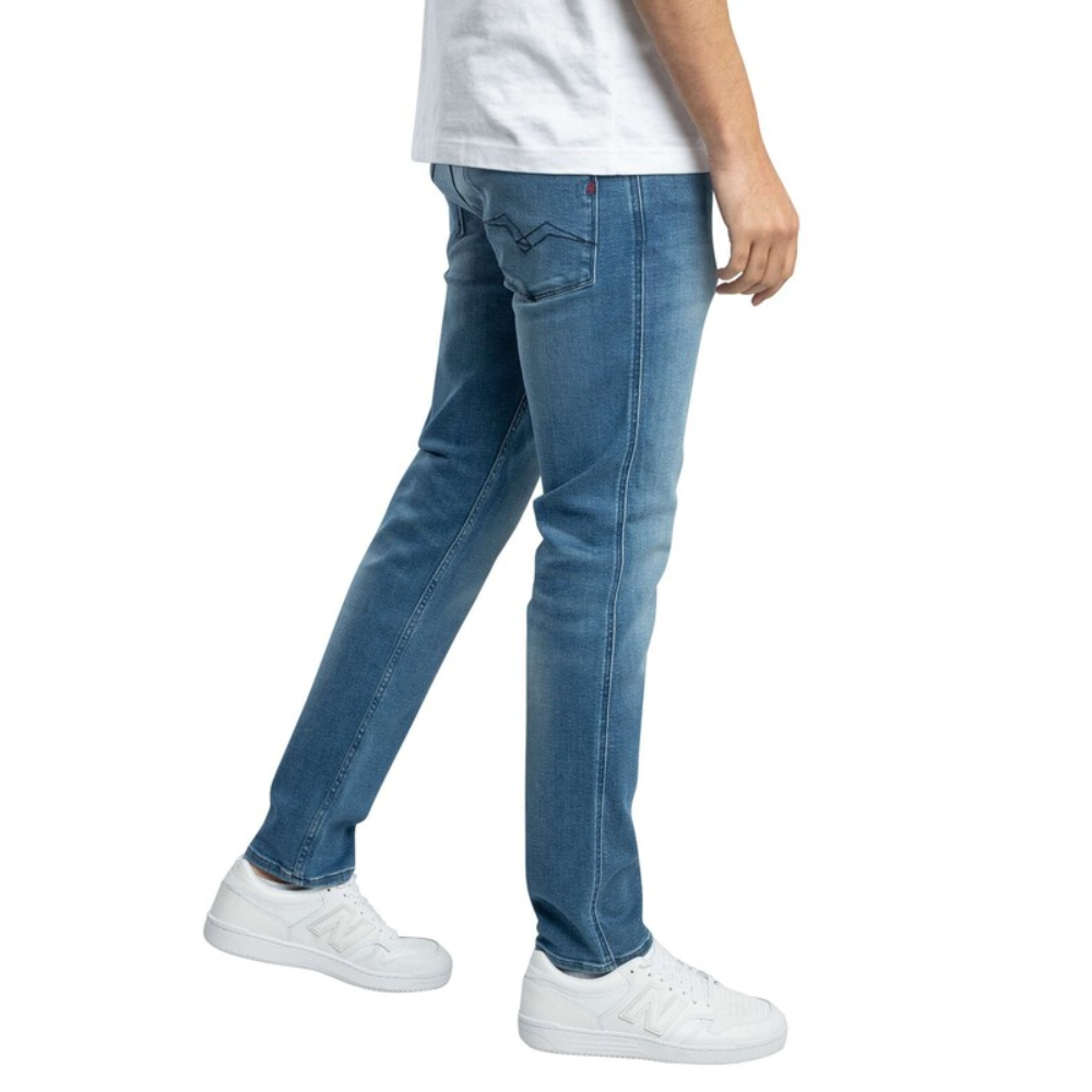 Replay Anbass Slim Power Stretch Denim - Mid Blue