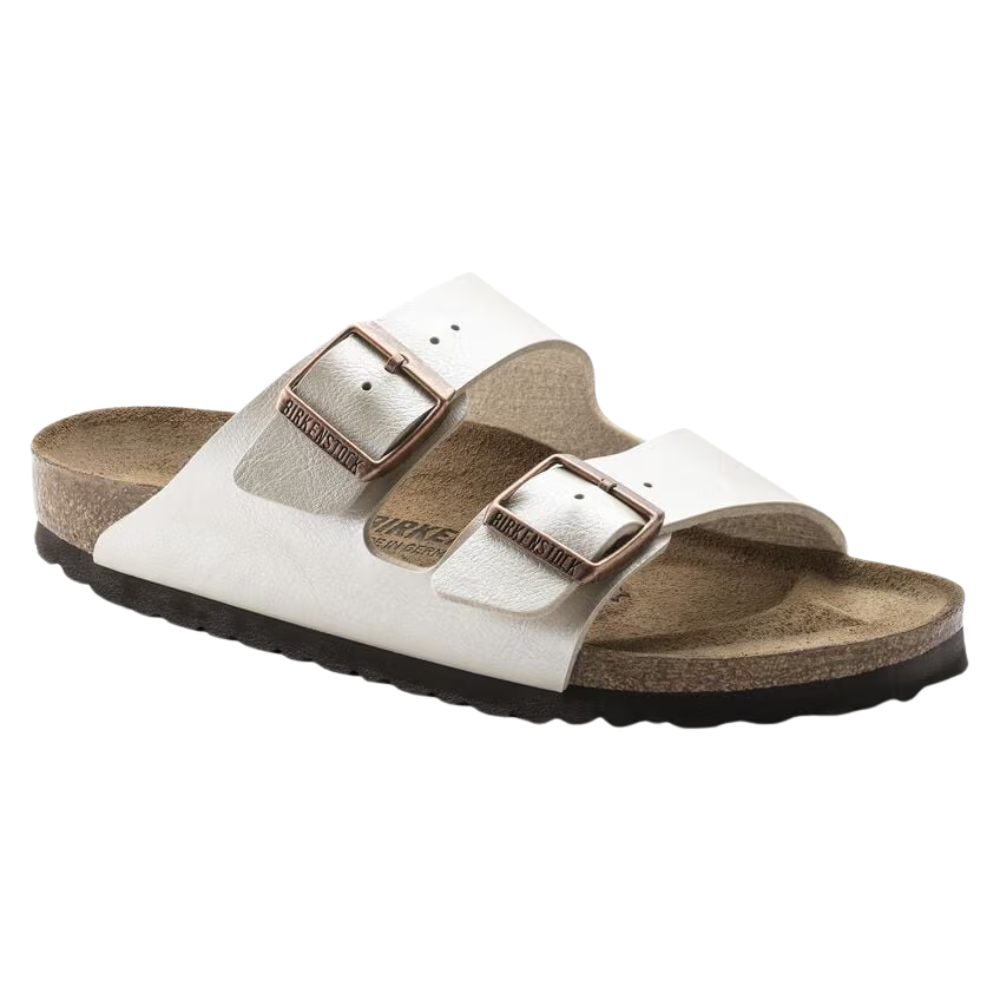 Birkenstock Womens Arizona Birko-Flor Sandal - Graceful Pearl White