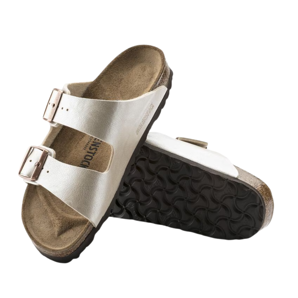 Birkenstock Womens Arizona Birko-Flor Sandal - Graceful Pearl White