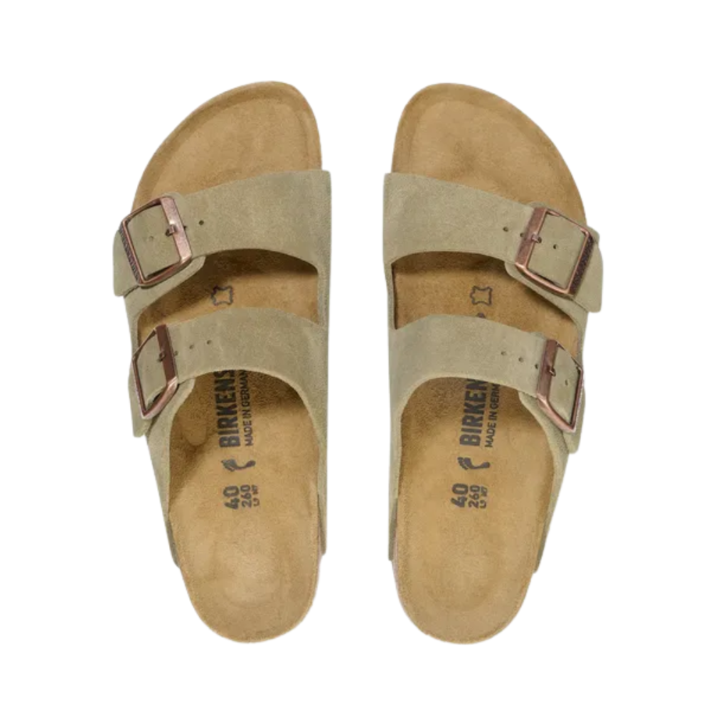 Birkenstock Womens Arizona Suede Leather Sandal - Taupe
