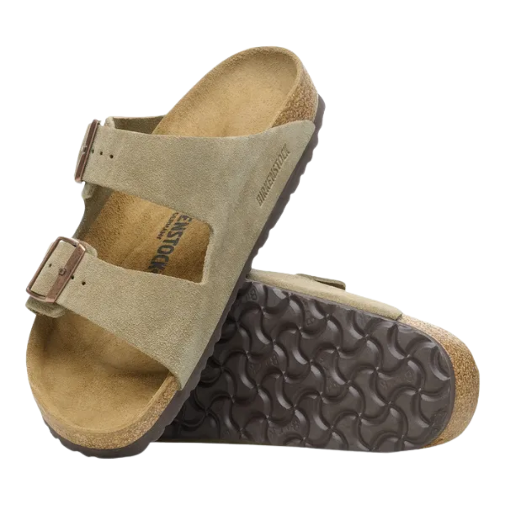Birkenstock Womens Arizona Suede Leather Sandal - Taupe