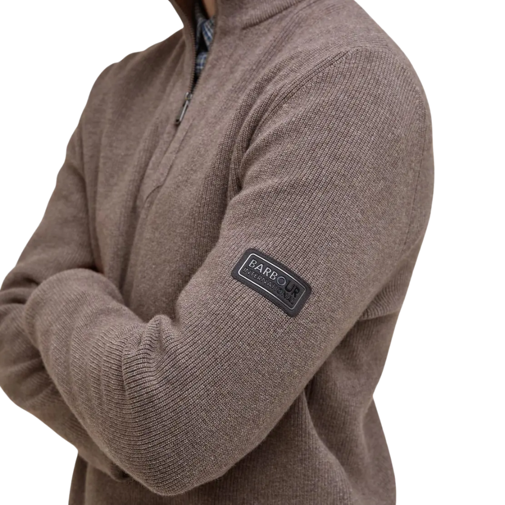 Barbour International Crawley Funnel Neck Jumper - Brindle