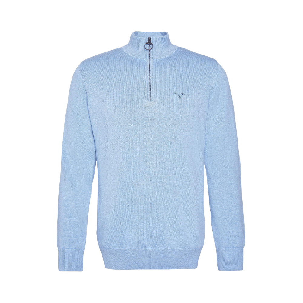 Barbour Cotton Half Zip Knitted Jumper - Ocean Sky