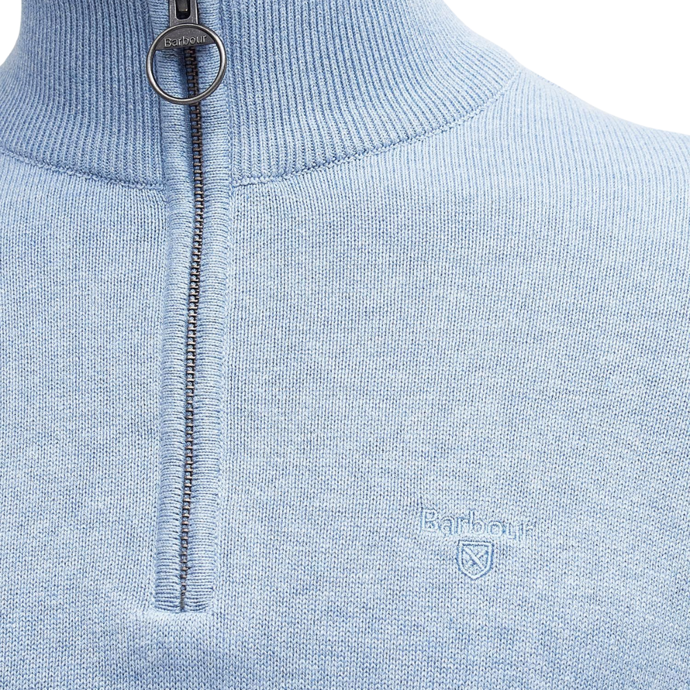 Barbour Cotton Half Zip Knitted Jumper - Ocean Sky