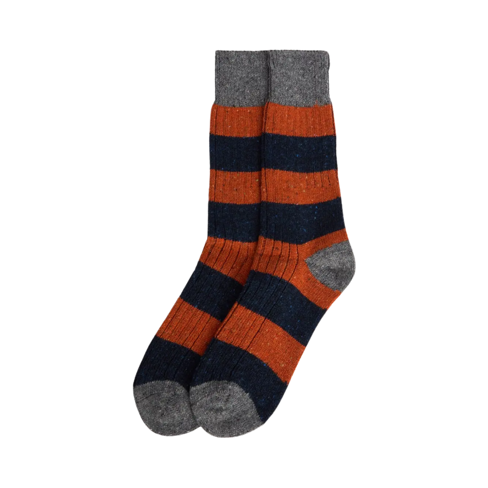 Barbour Houghton Socks - Navy/Ginger
