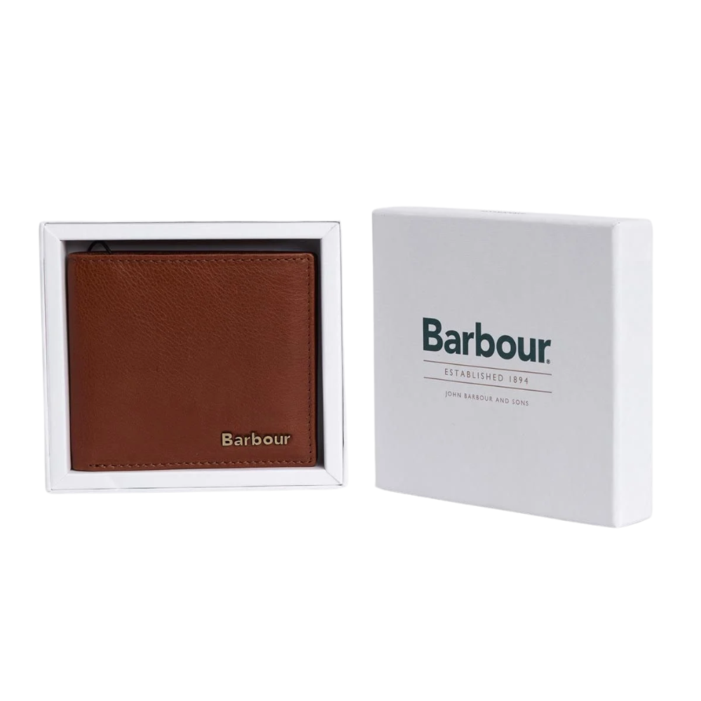 Barbour Lunan Leather Billfold Wallet - Brown