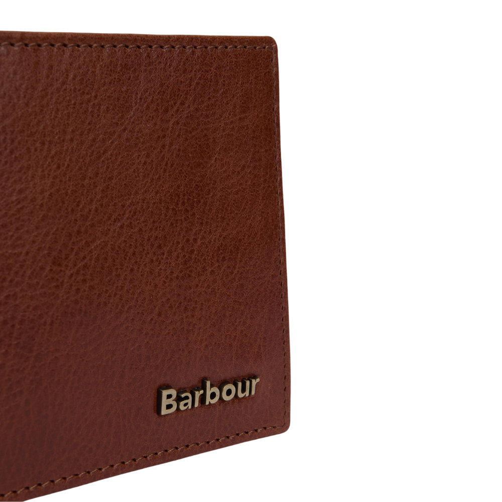Barbour Lunan Leather Billfold Wallet - Brown