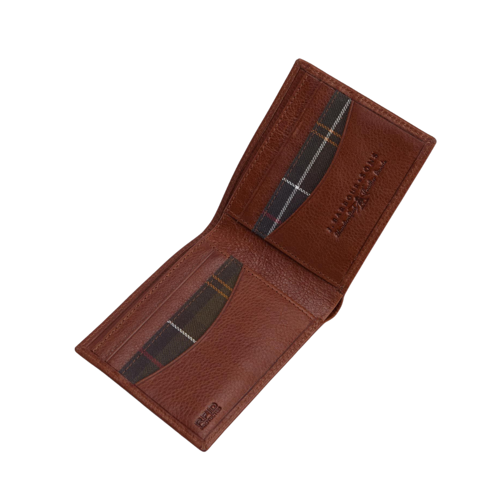 Barbour Lunan Leather Billfold Wallet - Brown
