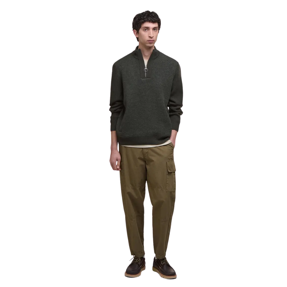 Barbour Milburn Half Zip Knitted Jumper - Dark Olive