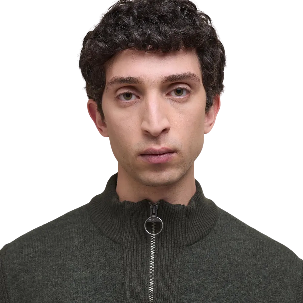Barbour Milburn Half Zip Knitted Jumper - Dark Olive