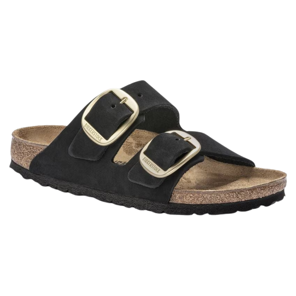 Birkenstock Arizona Big Buckle Nubuck Leather Sandal - Black