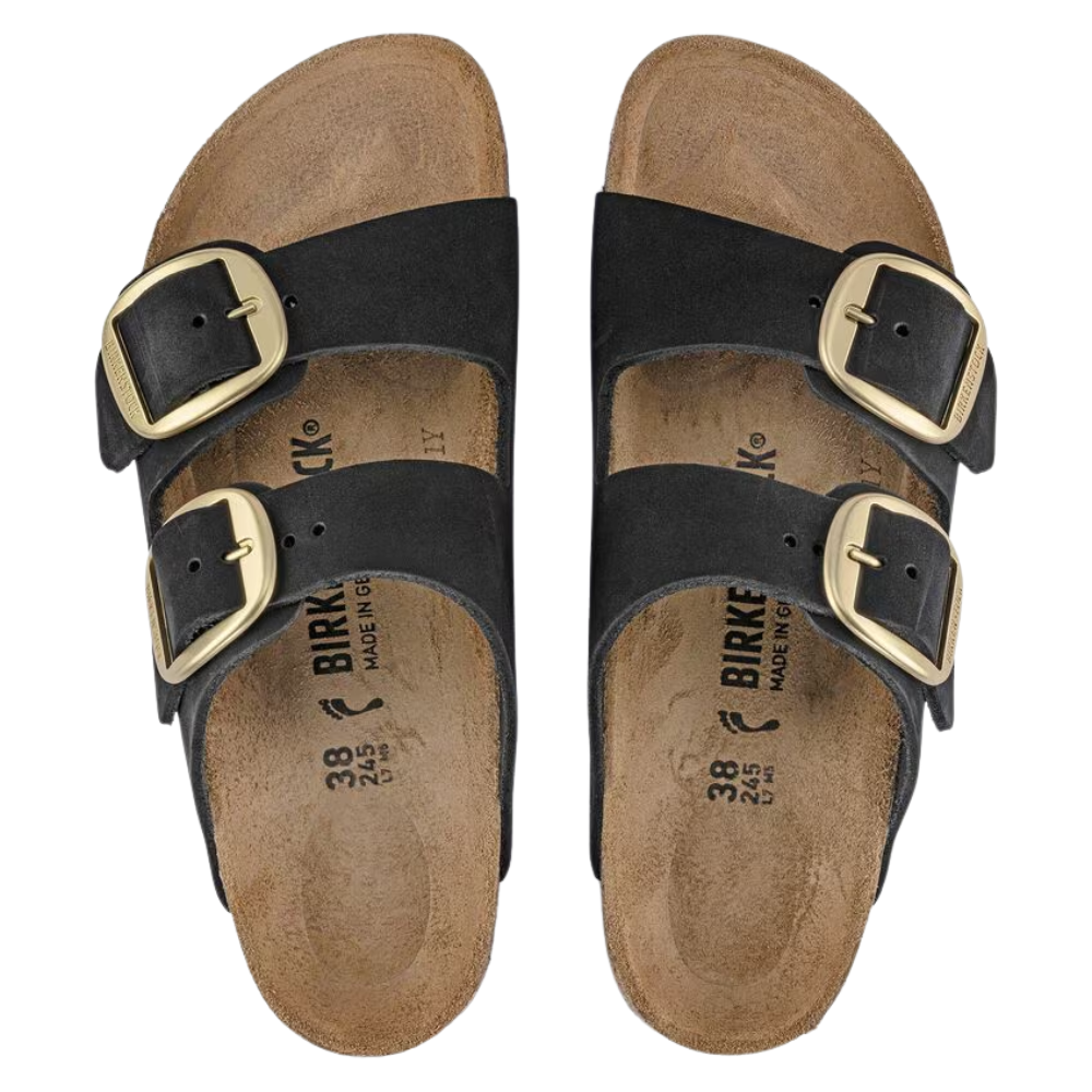 Birkenstock Arizona Big Buckle Nubuck Leather Sandal - Black