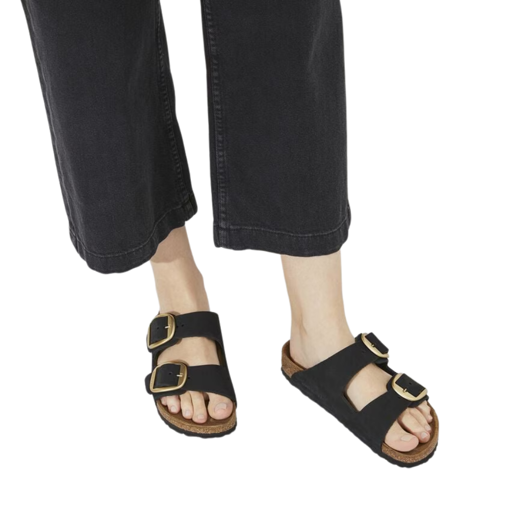 Birkenstock Arizona Big Buckle Nubuck Leather Sandal - Black