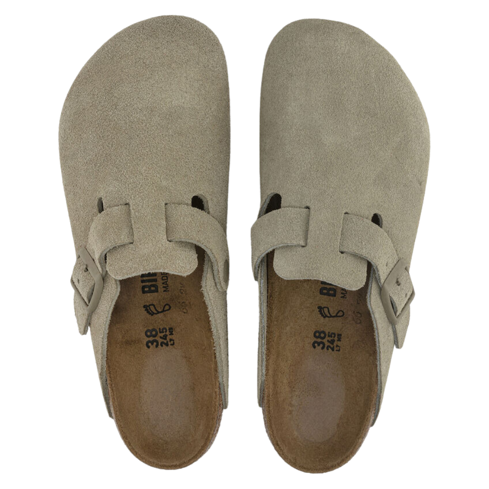 Birkenstock Boston Suede Leather Clog - Faded Khaki