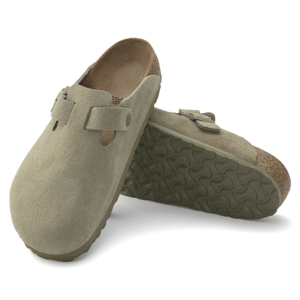 Birkenstock Boston Suede Leather Clog - Faded Khaki