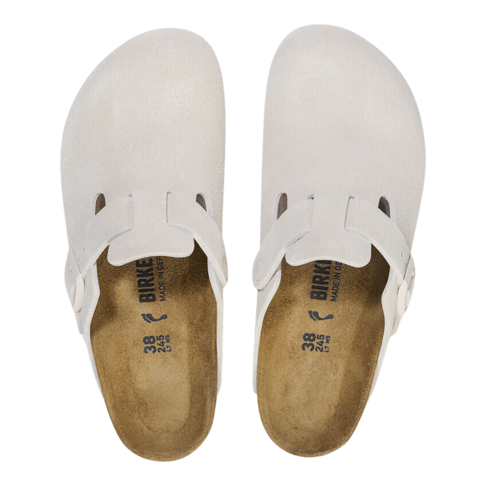 Birkenstock Boston Suede Leather Clog - Antique White