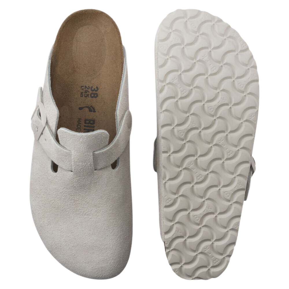 Birkenstock Boston Suede Leather Clog - Antique White
