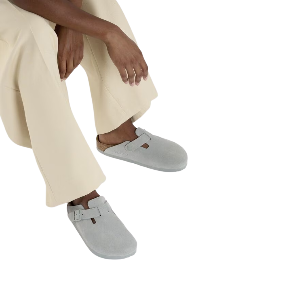 Birkenstock Boston Suede Leather Clog - Pure Sage