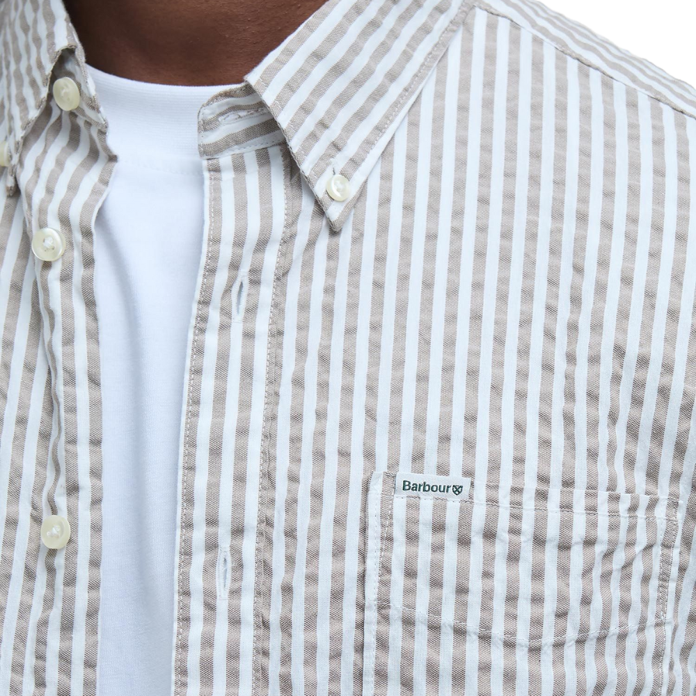 Barbour Cresswell Seersucker Summer Fit Shirt - Stone