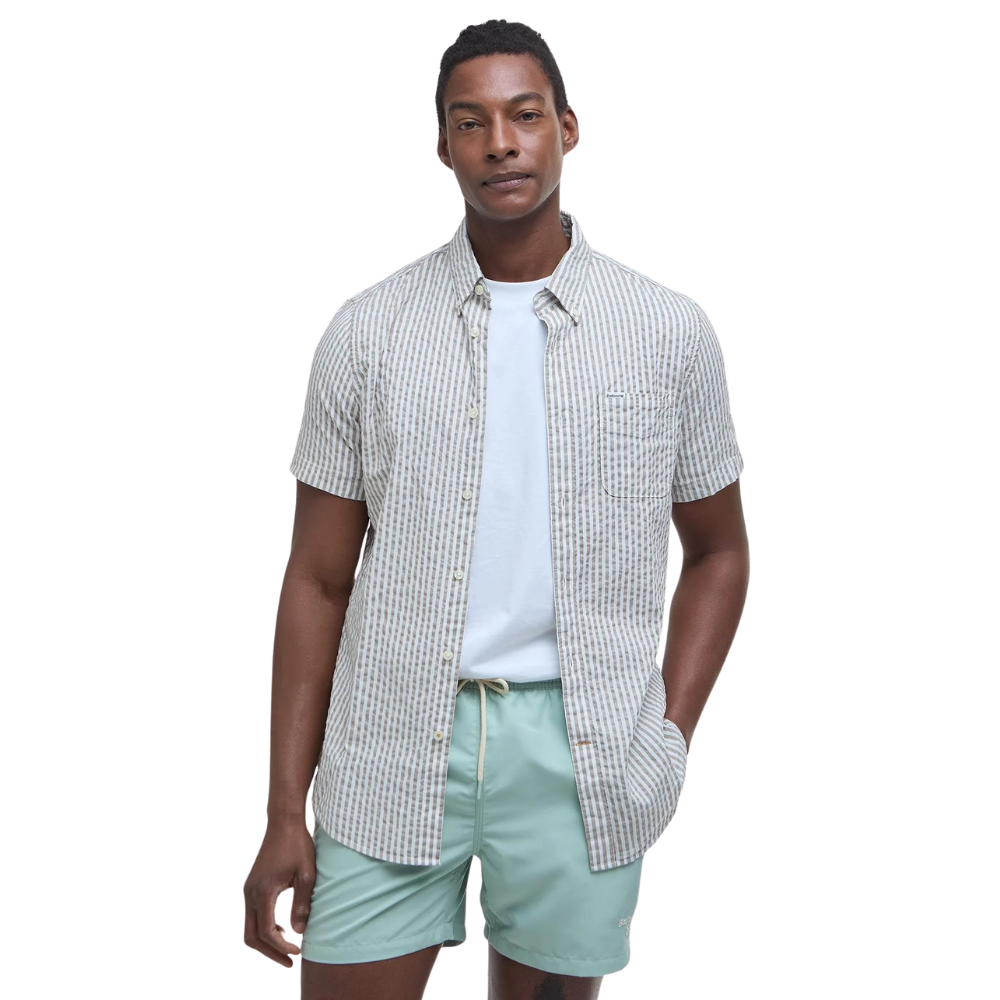 Barbour Cresswell Seersucker Summer Fit Shirt - Stone