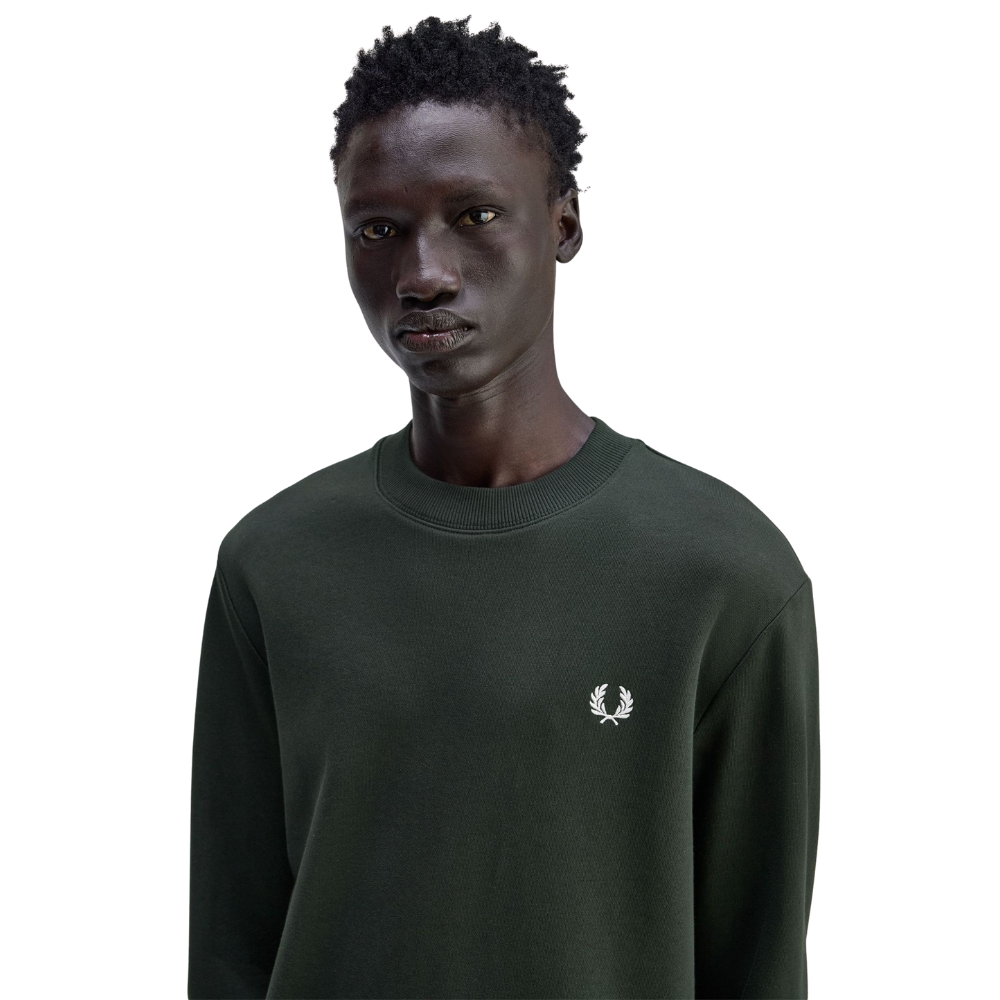 Fred Perry Crew Neck Sweatshirt - Night Green / Snow White