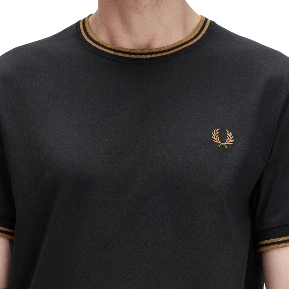 Fred Perry Twin Tipped T-Shirt - Black/Shaded Stone