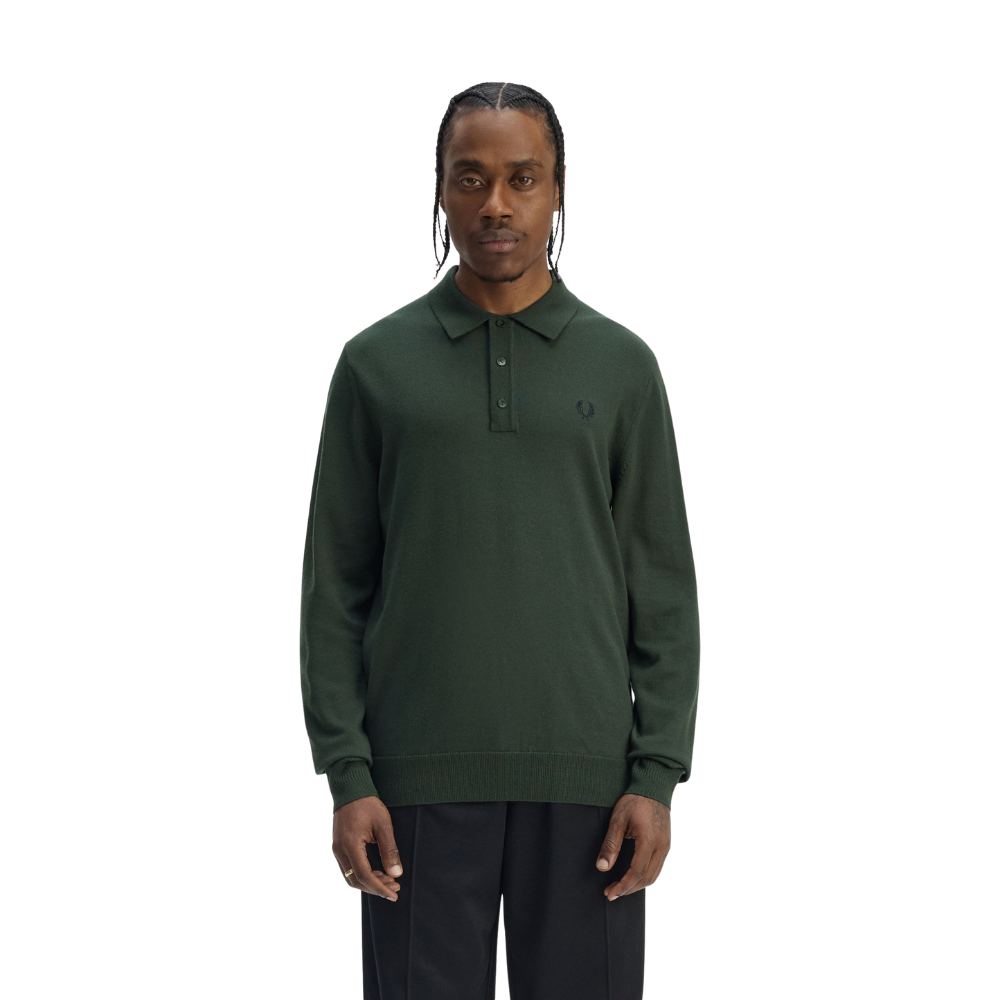 Fred Perry Classic Knitted LS Polo - Court Green