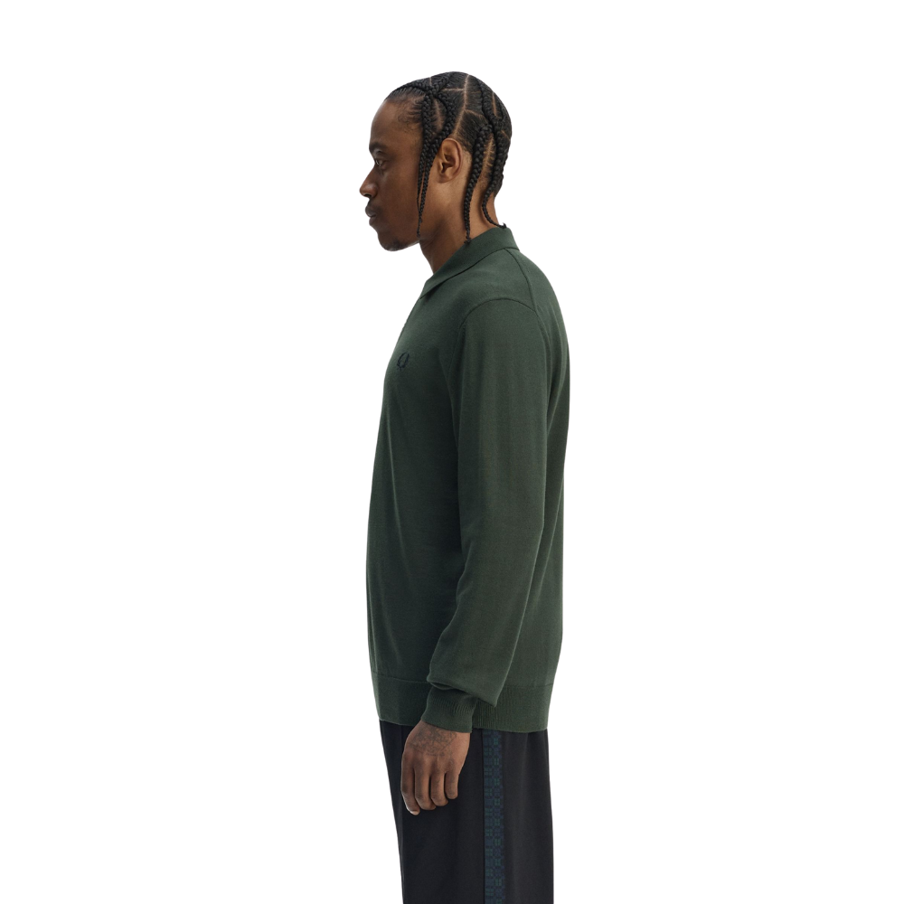 Fred Perry Classic Knitted LS Polo - Court Green
