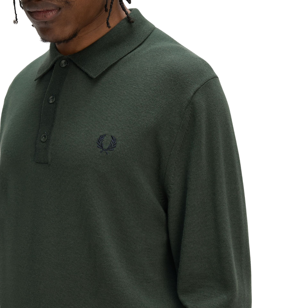 Fred Perry Classic Knitted LS Polo - Court Green