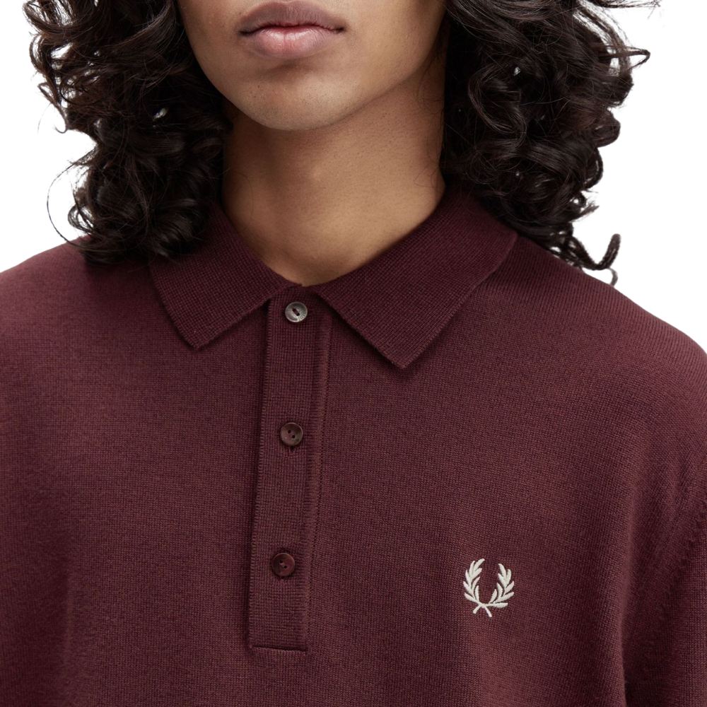 Fred Perry Classic Knitted LS Polo - Oxblood