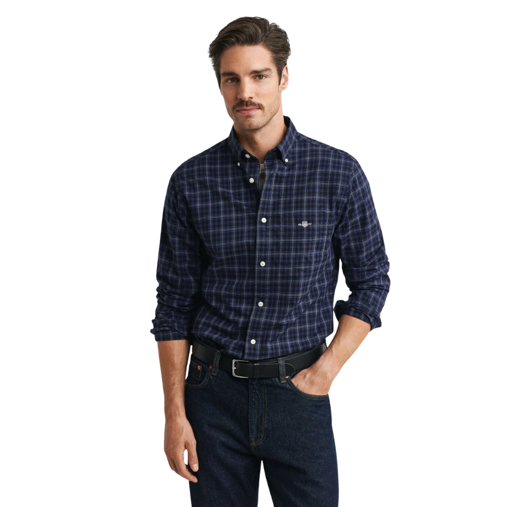 GANT Reg Classic Poplin Check Shirt - Persian Blue