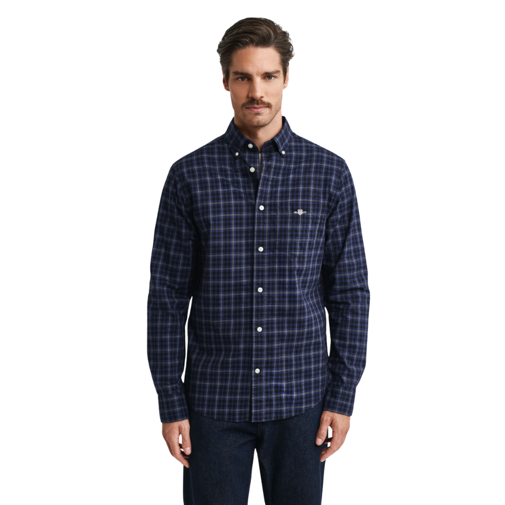 GANT Reg Classic Poplin Check Shirt - Persian Blue