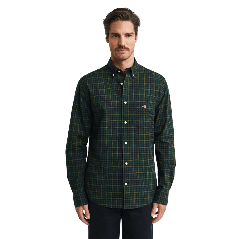 GANT Reg Classic Poplin Check Shirt - Tartan Green