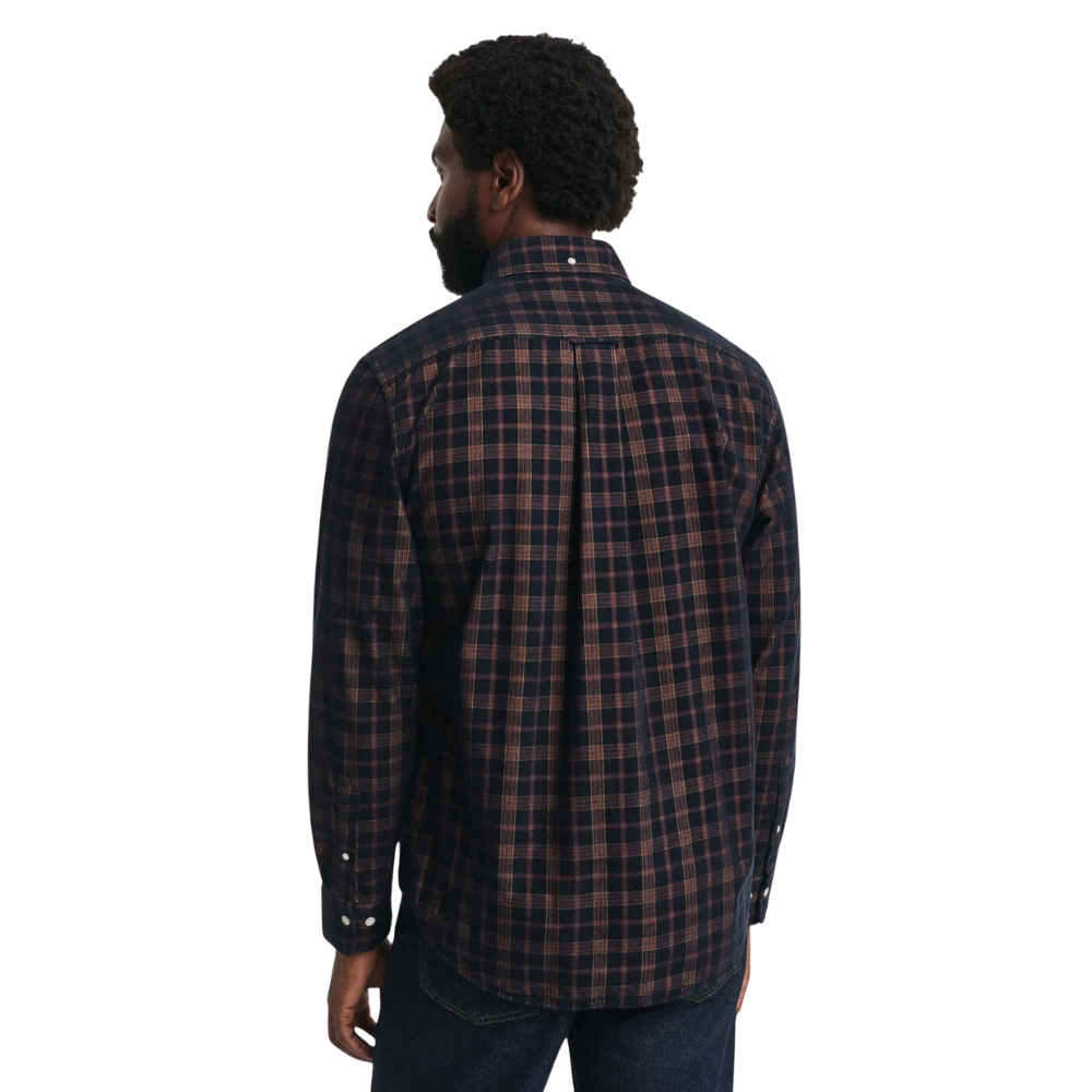GANT Reg Corduroy Check Shirt - Evening Blue