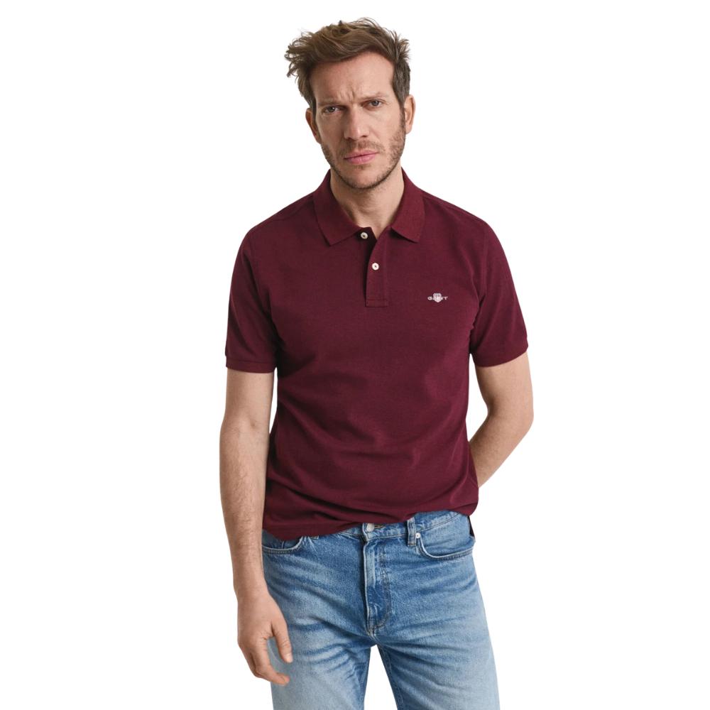 GANT Reg SS Pique Polo - Bordeaux Melange