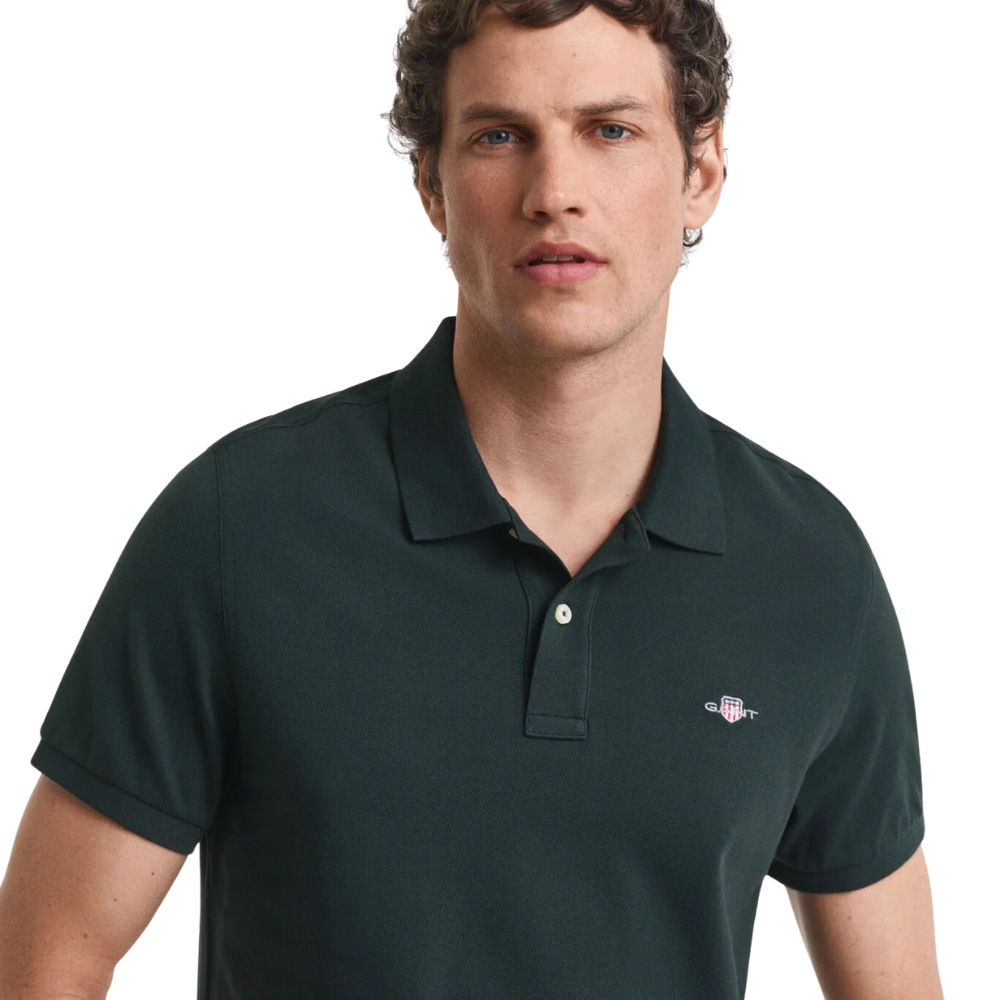 GANT Reg SS Pique Polo - Tartan Green