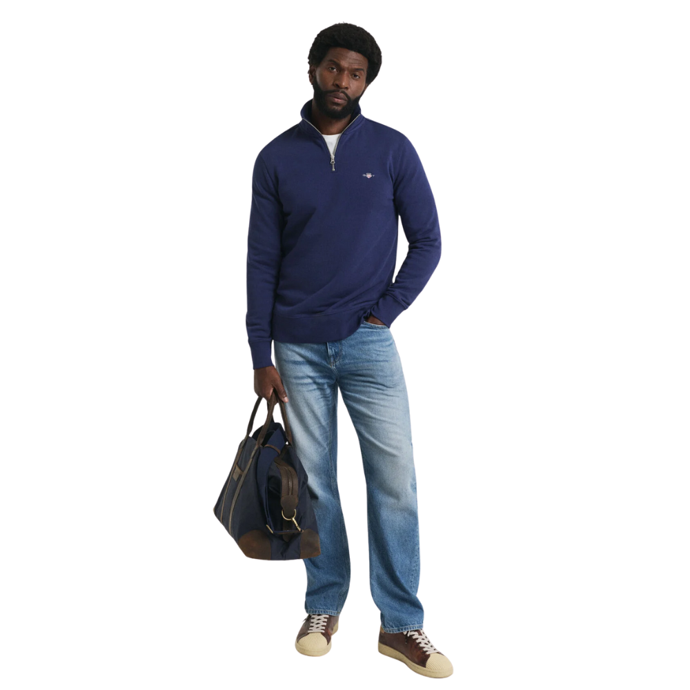 GANT Reg Shield Half Zip Sweat - Persian Blue