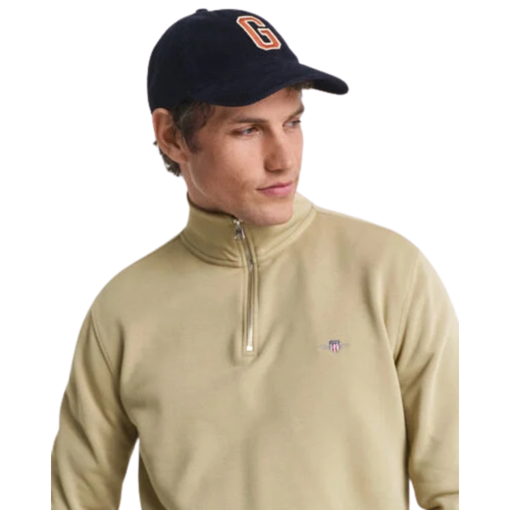 GANT Reg Shield Half Zip Sweat - Woody Beige