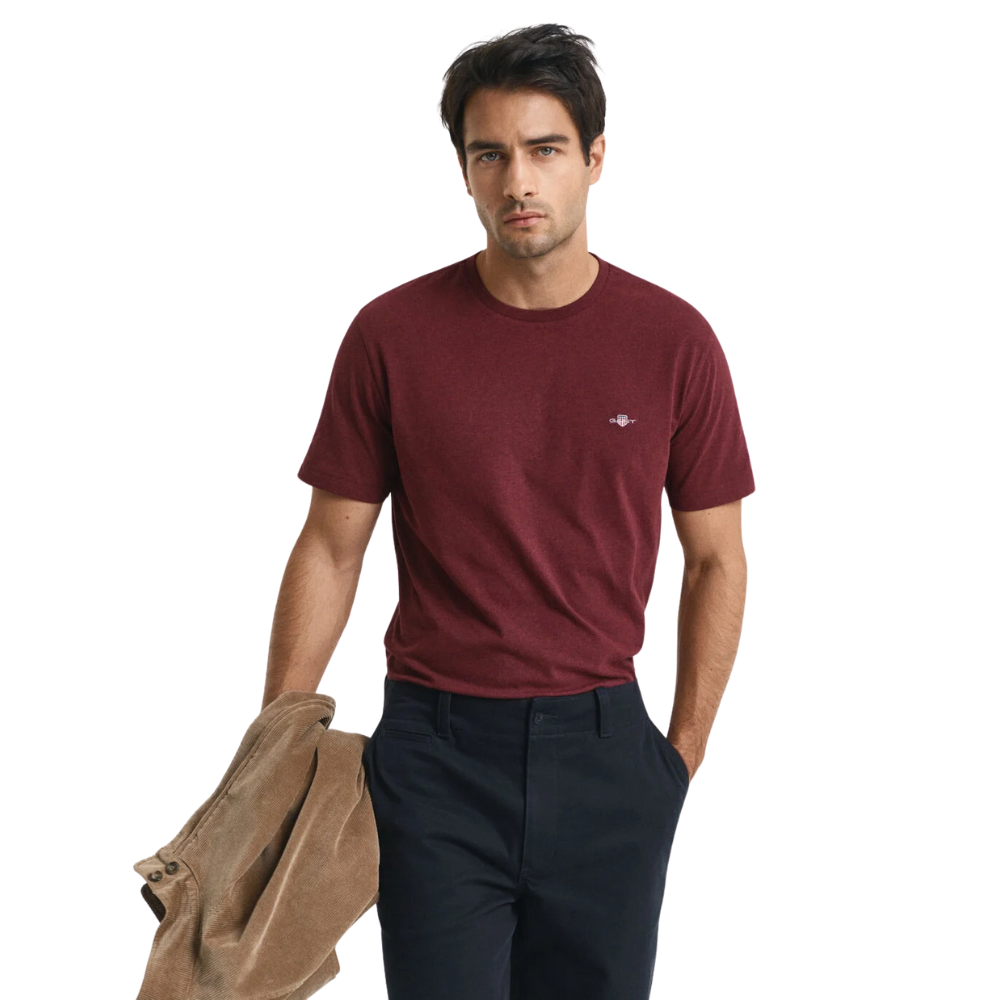 GANT Reg Shield SS T-Shirt - Bordeaux Melange
