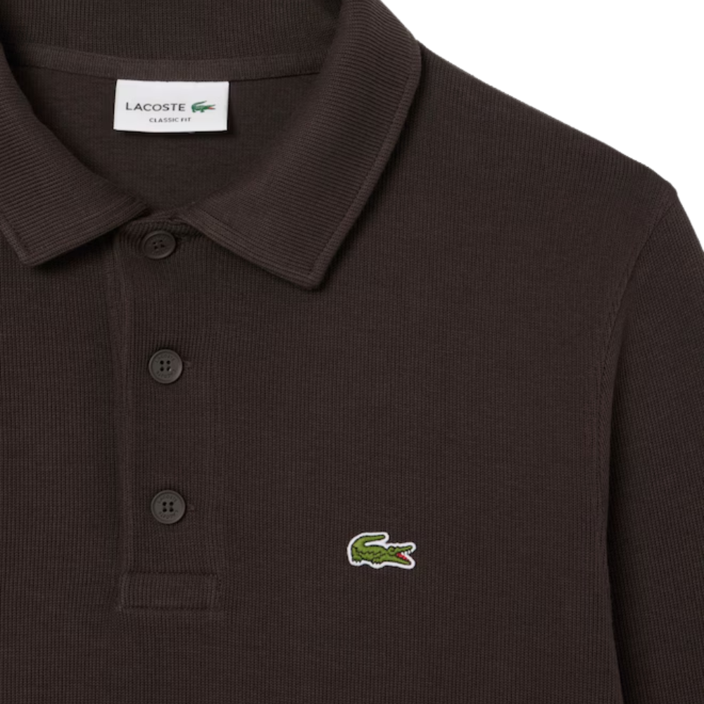 Lacoste Ribbed Cotton Polo Collar Sweatshirt - Port