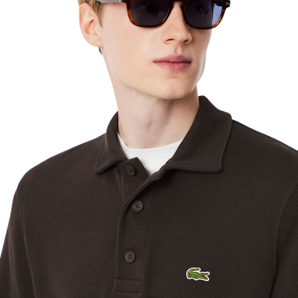 Lacoste Ribbed Cotton Polo Collar Sweatshirt - Port