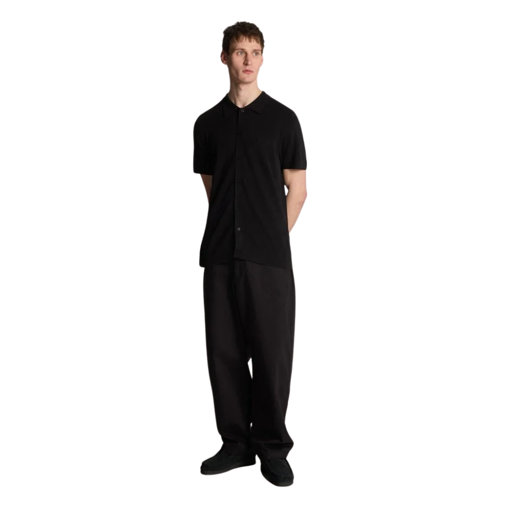 Lyle & Scott Tonal Blend Knitted Polo - Jet Black