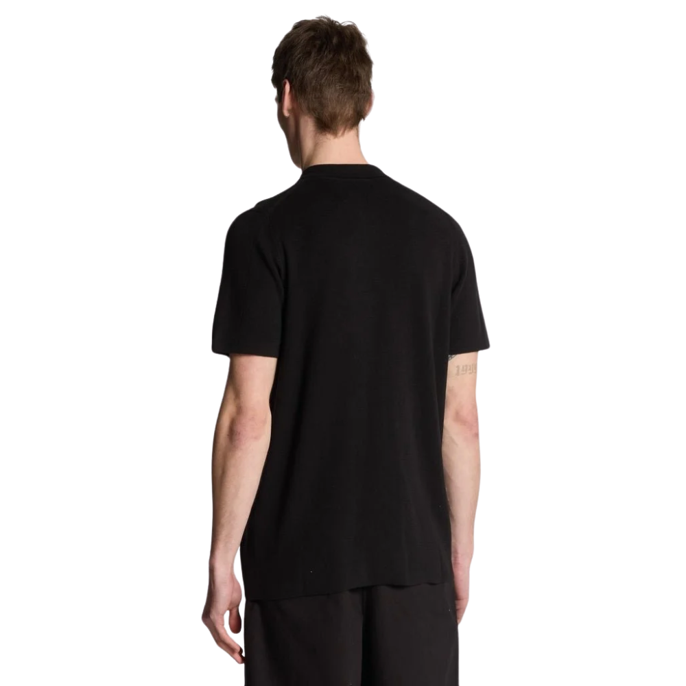Lyle & Scott Tonal Blend Knitted Polo - Jet Black