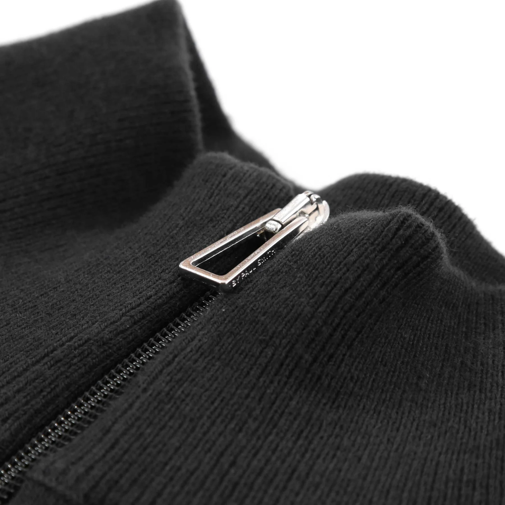 Paul Smith 1/4 Zip Knit Sweat Zebra Badge - Black
