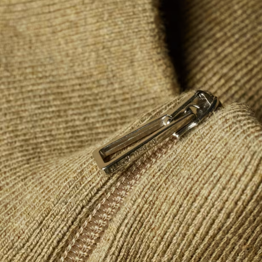 Paul Smith 1/4 Zip Knit Sweat Zebra Badge - Camel