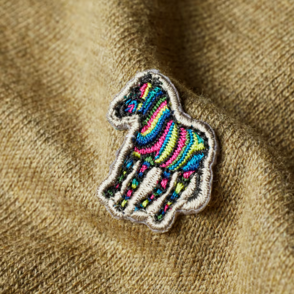 Paul Smith 1/4 Zip Knit Sweat Zebra Badge - Camel