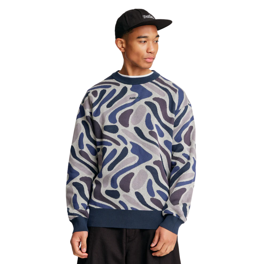 Parlez Blended Camo Knit Sweat - Midnight Camo